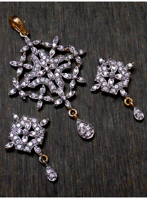 CZ Pendant With Earrings